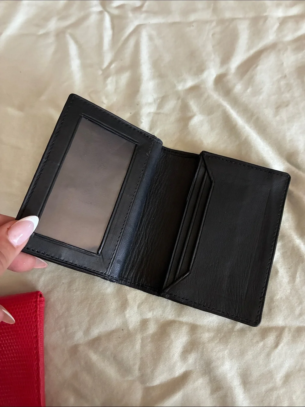Two Red and Black Slim leather Wallet Card Holder